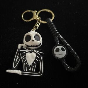 Jack Skeleton Keychain Set with Gold Accents